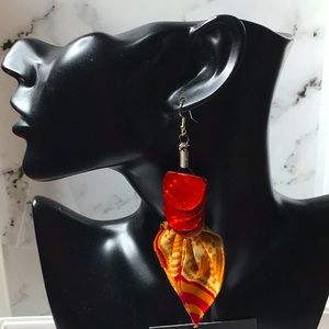 Drop leaf  African print earrings